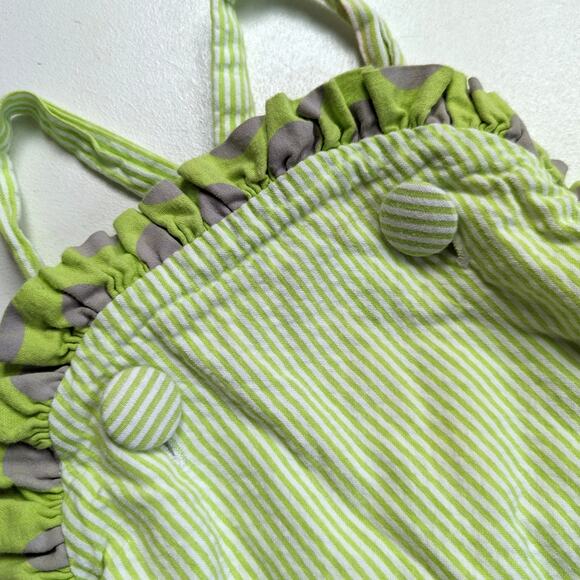 Fireflies & Fairytales Sunsuit Baby Girls Size 6m Green Pinstripe Boutique - Picture 2 of 6